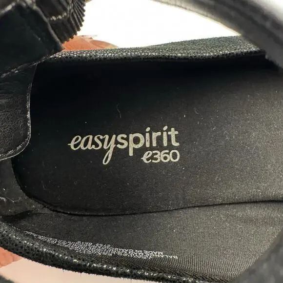 easyspirit e360 Glossy‎ Leather Stretch Pointed Toe Zip Wedge Low Heel 8.5 Wide - Picture 9 of 13